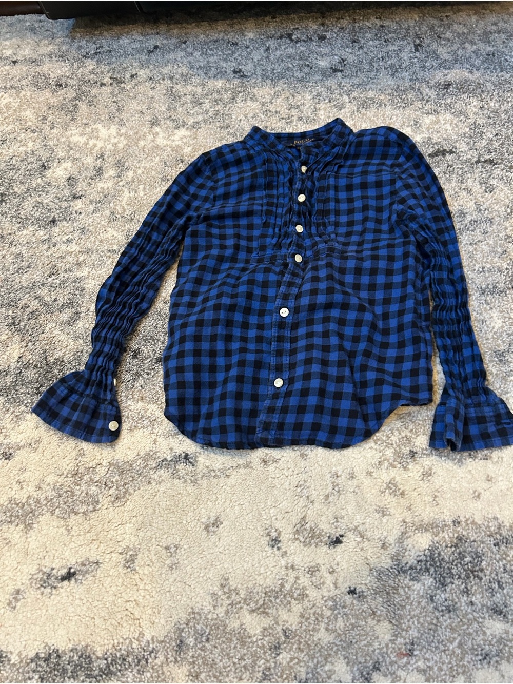 Polo by Ralph Lauren Blue and Black Plaid Button-Front Shirt